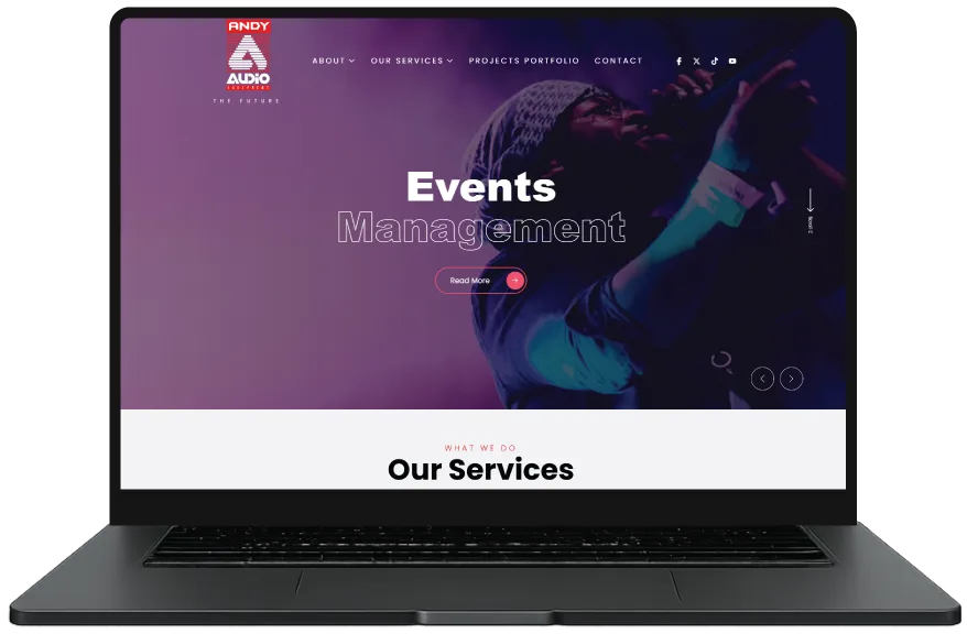 Andy Audio website designed by Index Hosting