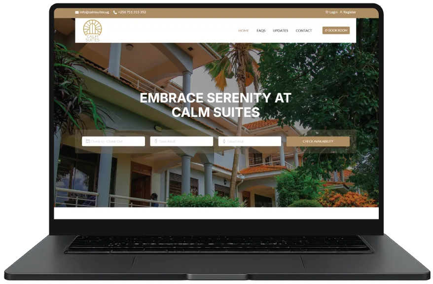 Calm Suites website designed by Index Hosting