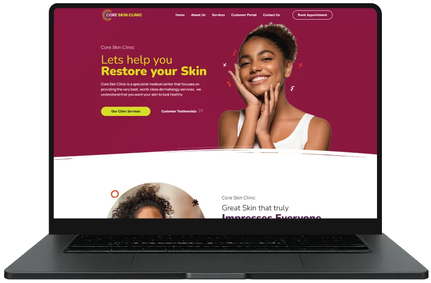 Core Skin Clinic website designed by Index Hosting