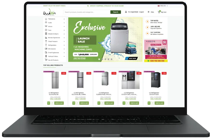 Duukaan Uganda website designed by Index Hosting