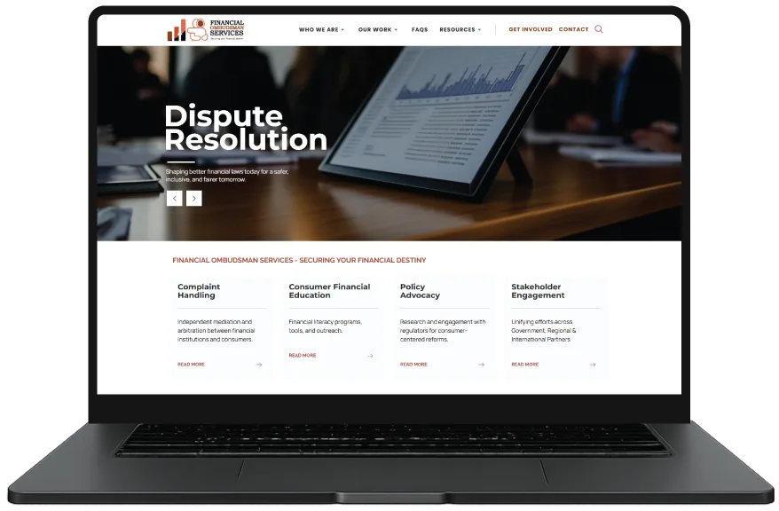 Financial Ombudsman website designed by Index Hosting